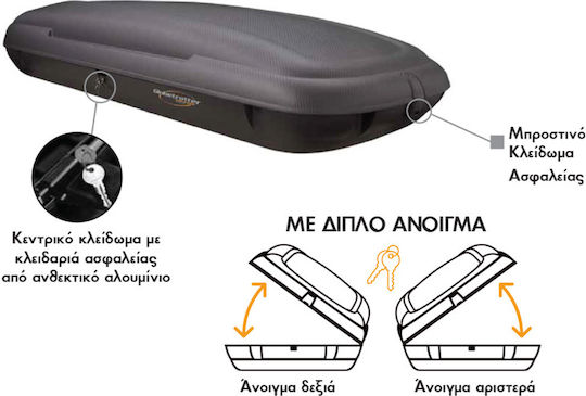 ArtPlast Car Roof Box With Dual-Side Opening 400lt Charcoal Carbon