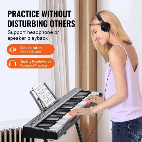 Vevor Electric Stage Piano 88JBPZSMGQ88WU1LTV2 Set with 88 Semi-Weighted Keys Built-in Speakers and Connection with Headphones