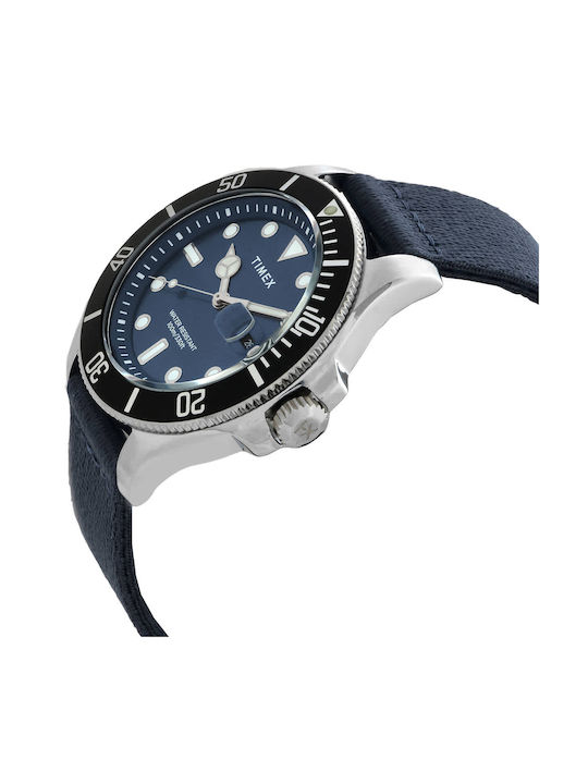 Timex Γυναικείο Ρολόι 43mm Μπαταρίας με Μπλε Υφασμάτινο Λουράκι