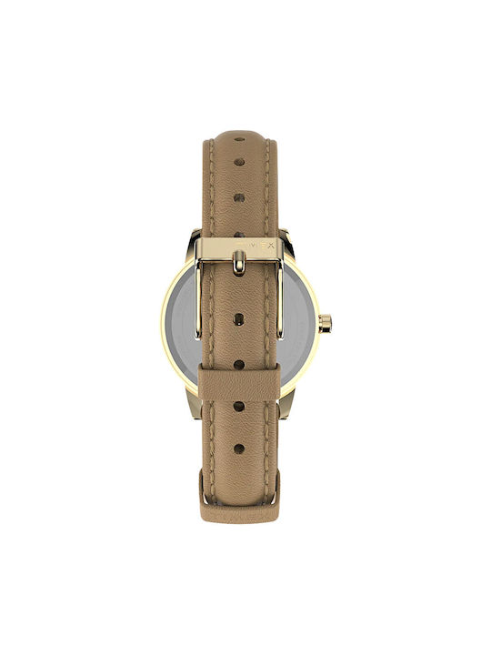 Timex Easy Reader Γυναικείο Ρολόι 30mm Μπαταρίας με Μπεζ Δερμάτινο Λουράκι