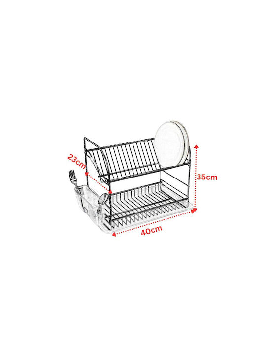 Tekno-Tel Dish Drainer Double Tier from Stainless Steel in Black Color 40x23x35cm