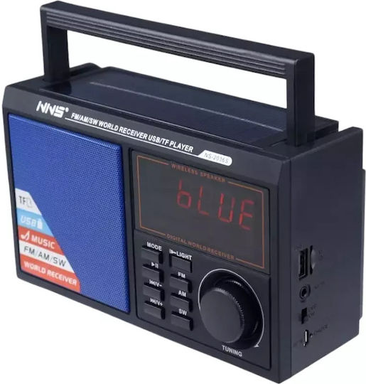 NS-2036S Επιτραπέζιο Ραδιόφωνο Ηλιακό με Bluetooth και USB Μπλε