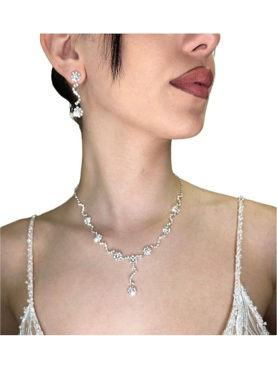 Memoirs Set with Necklace & Earrings from Silver with Stones
