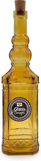 Glass Drops Flasche Wasser Glas mit Korken Gelb 700ml