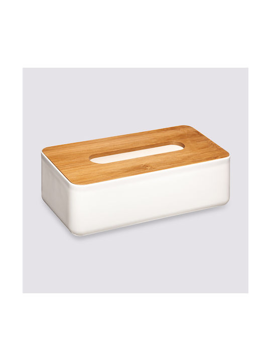 5Five Wooden Tissue Holder White 13x26x8.8cm 155928A