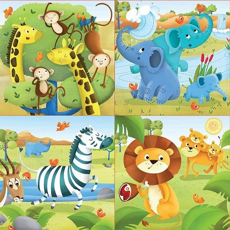 Kids Puzzle Wild Animals for 3++ Years 12pcs Educa