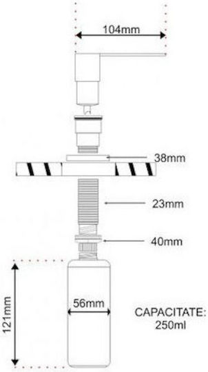 Pyramis Εντοιχιζόμενο Dispenser Κουζίνας από Ανοξείδωτο Ατσάλι Ασημί 250ml