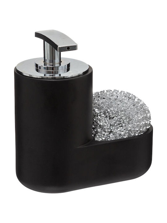 Marva F-V Dispenser Κουζίνας Πλαστικό με Θήκη για Σφουγγάρι Μαύρο 300ml