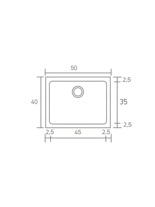 Sanitec Classic Drop-In Sink Synthetic Granite W40xD50cm White