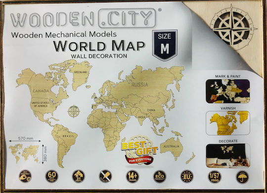 Wooden Kids Puzzle World Map for 10+ years old+ Years 31pcs Wooden City