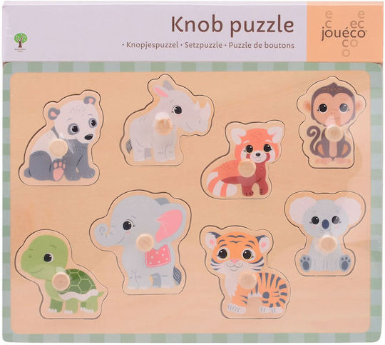 Wooden Kids Peg Puzzle Jungle Animals 8pcs Joueco