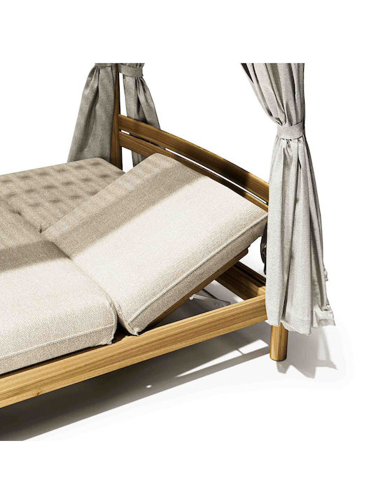 Garten- Und Pool-Liegestuhl Bett Einzel Apache Hölzernes Beige 220x150x200cm