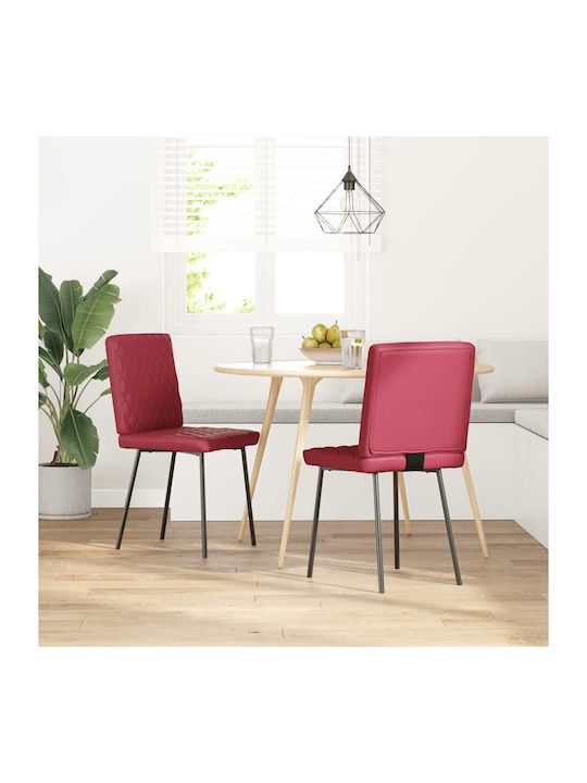 Dining Room Artificial Leather Chair Bordeaux, Red 45x54x83cm 2pcs