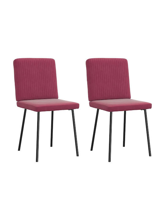 Dining Room Velvet Chair Bordeaux 45x54x83cm 2pcs