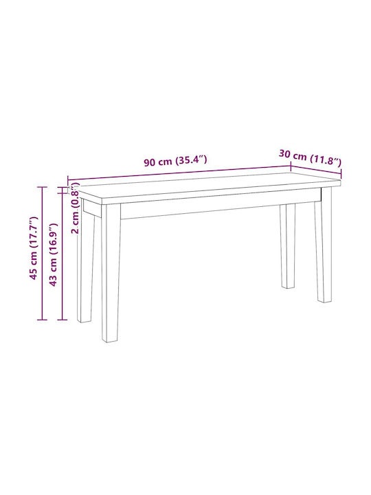 Dining Room Bench with Wooden Surface Coffee 90x30x45cm