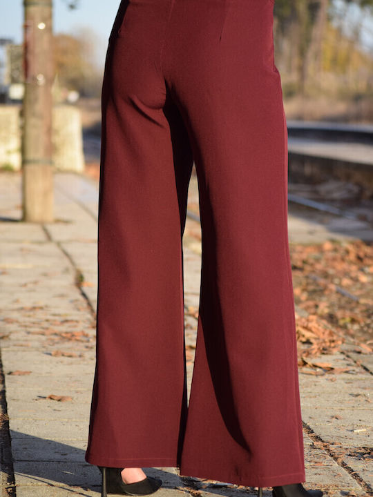 Women's High Waist Burgundy Pantaloons