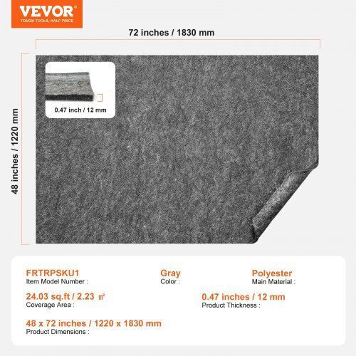 Vevor Αντιολισθητικό Χαλί Ορθογώνιο Γκρι 48x72cm
