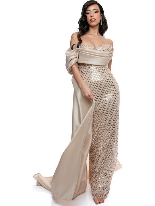 Maxi Abendkleid mit Tränen Gold