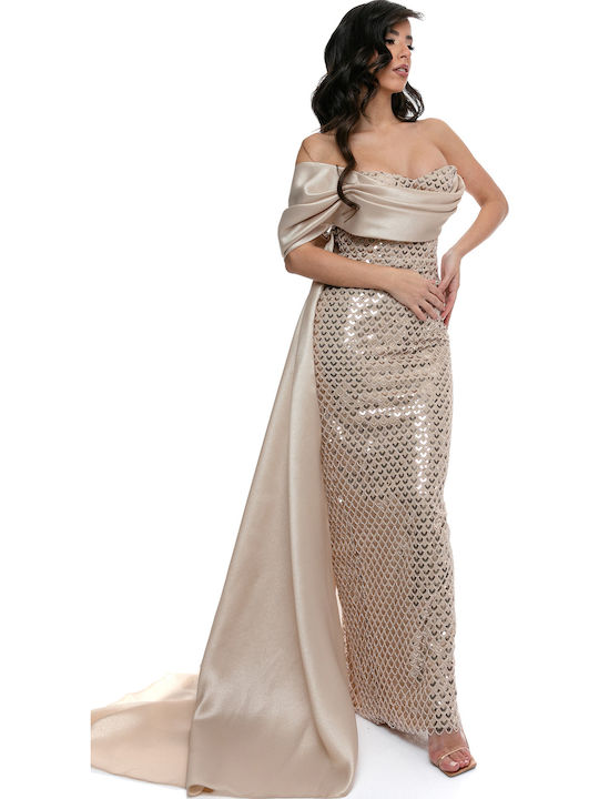 Maxi Abendkleid mit Tränen Gold