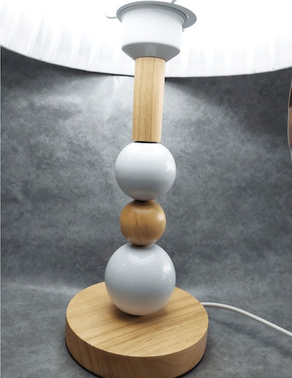 ForHome Holz Tischlampe mit Weiß Schirm und Braun Basis ForHome Holz Tischlampe mit Weiß Schirm und Braun Basis