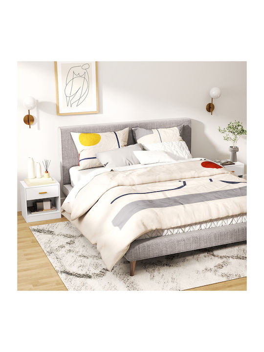 Bedside Tables Wooden White 2 Pieces 39x28x41cm