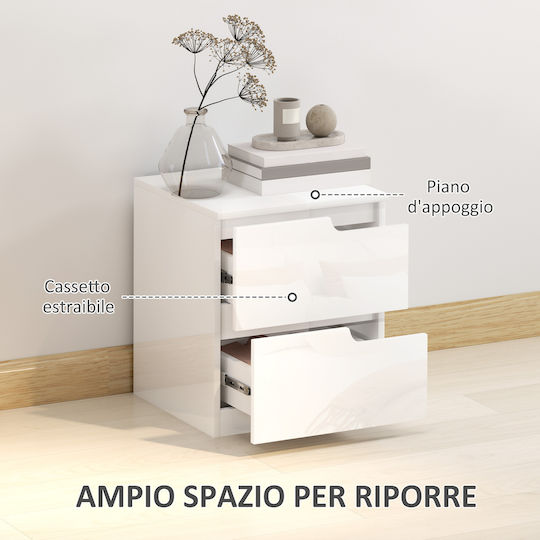 Wooden Bedside Table White 40x40x48cm