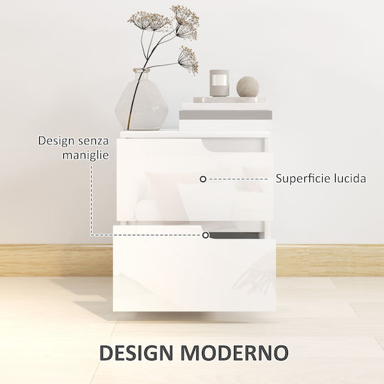 Wooden Bedside Table White 40x40x48cm