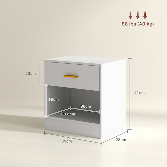 Bedside Tables Wooden White 2 Pieces 39x28x41cm