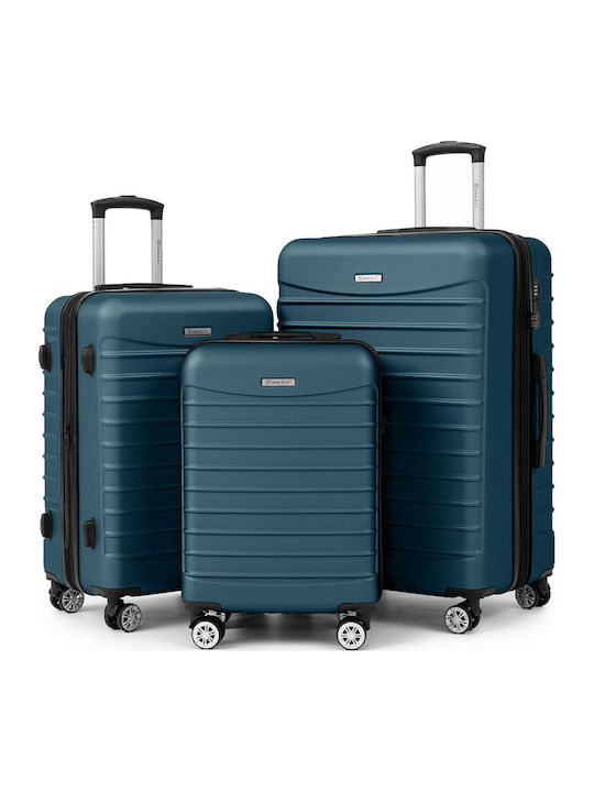 Quasar Line Reisekoffer Hartschalen Petrol Blue mit 4 Räder Set 3Stück