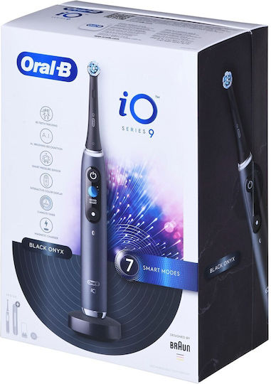 Oral-B iO Series 9 Elektrische Zahnbürste mit Drucksensor und Reisetasche Black Onyx