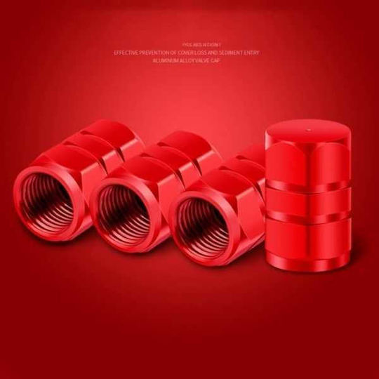 Set 8 Capace Hexagonale pentru Supape Auto din Aliaj de Aluminiu Lungime 1.8 Cm Roșu