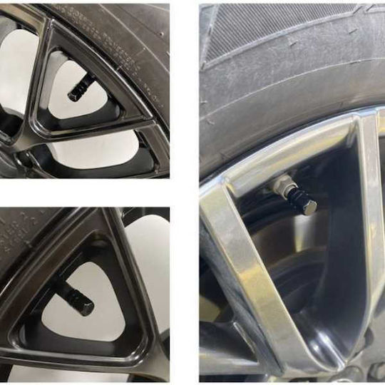 Set 8 Capace Hexagonale pentru Supape Auto din Aliaj de Aluminiu Lungime 1.8 cm Negru