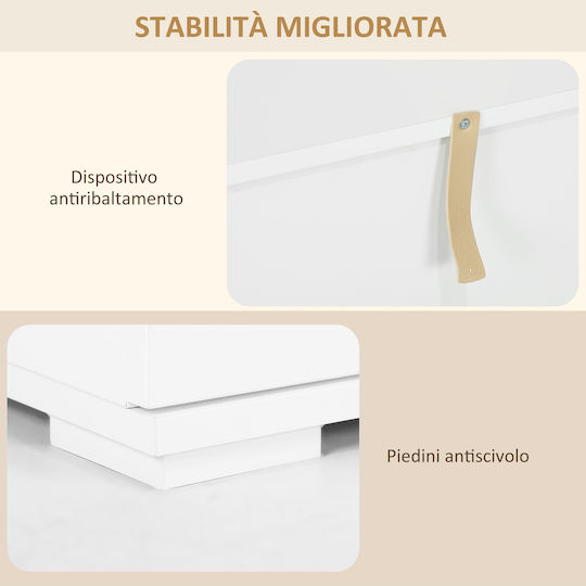 Μπουφές Ξύλινος με Συρτάρια Λευκό 120x34x70cm