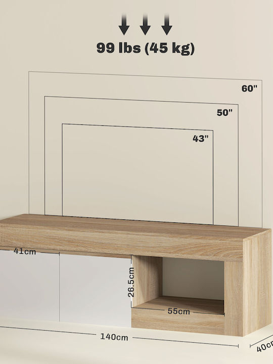 Stand TV Din Lemn Natural L140xA40xÎ48cm
