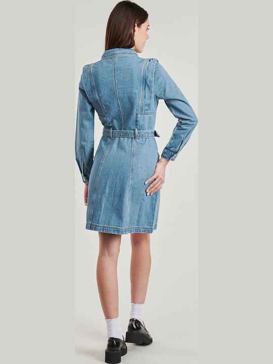 Mini Hemdkleid Denim Blau