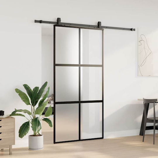Vidaxl Σετ Συρόμενης Πόρτας Υλικό Μαύρο 102,5x205 Cm Μαύρο