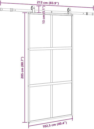 Vidaxl Σετ Συρόμενης Πόρτας Υλικό Μαύρο 102,5x205 Cm Μαύρο