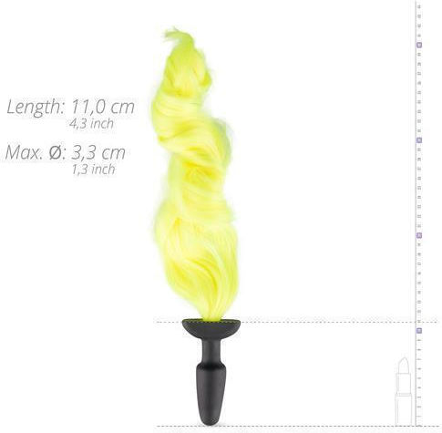 Easytoys Dop Anal Silicon cu coadă Black / Yellow 11cm