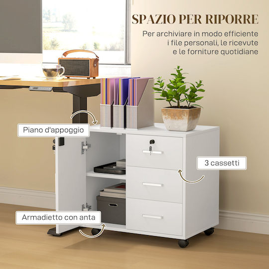 Kabinett Büro mit Schloss White 60x40x56cm