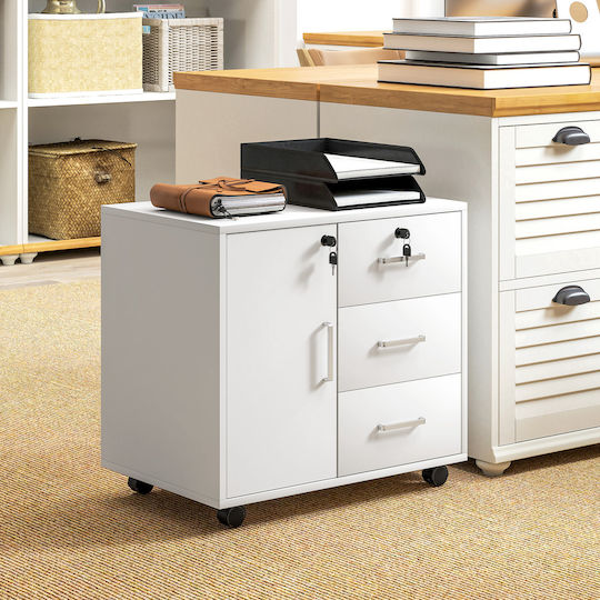 Kabinett Büro mit Schloss White 60x40x56cm