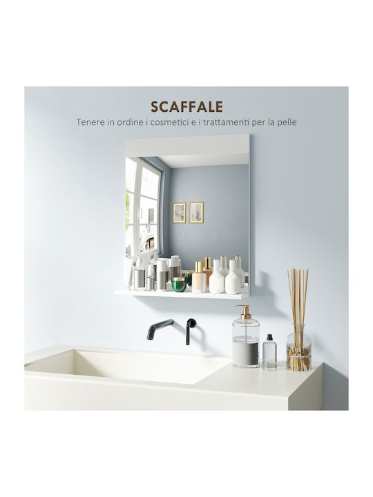 HomCom Badezimmerspiegel aus MDF mit Regal 50x12cm Weiß