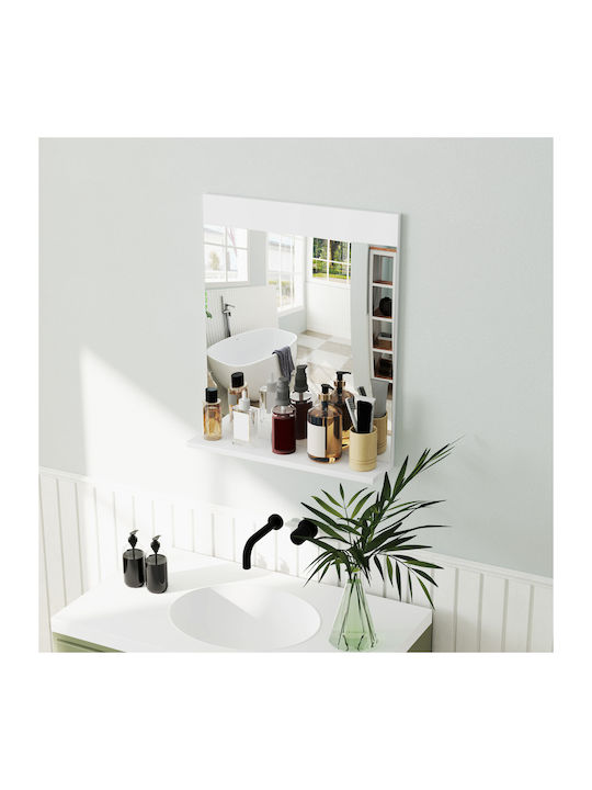 HomCom Badezimmerspiegel aus MDF mit Regal 50x12cm Weiß