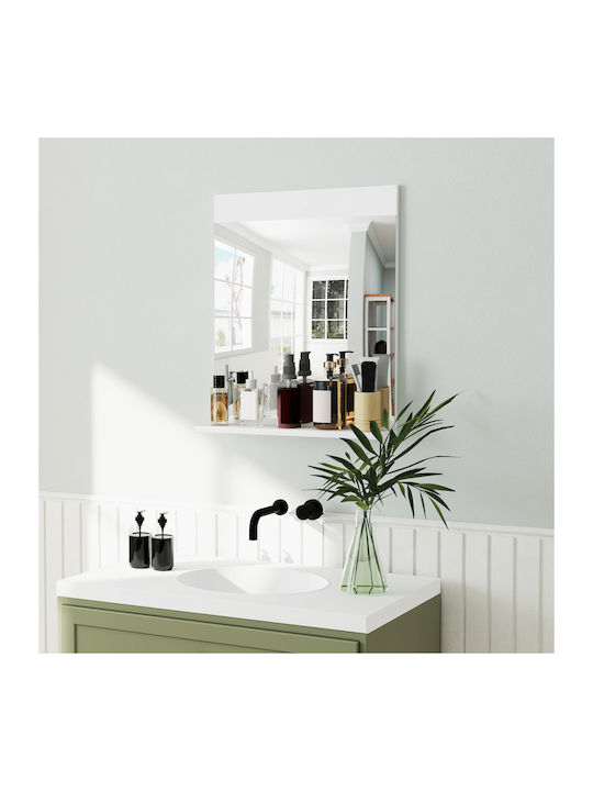 HomCom Badezimmerspiegel aus MDF mit Regal 50x12cm Weiß