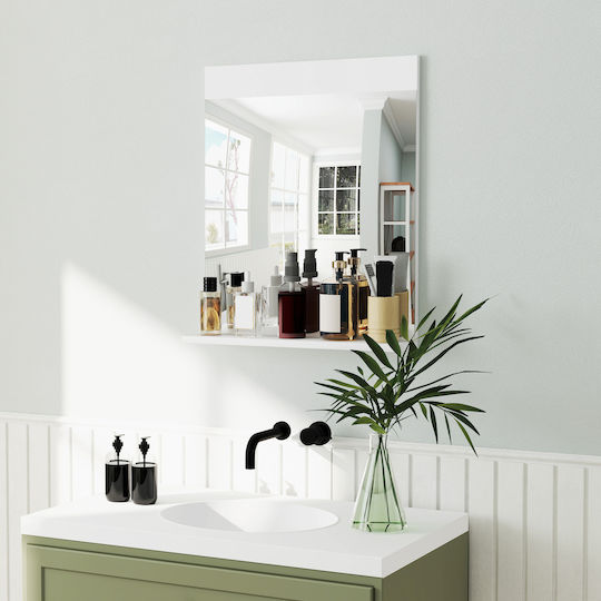 HomCom Badezimmerspiegel aus MDF mit Regal 50x12cm Weiß