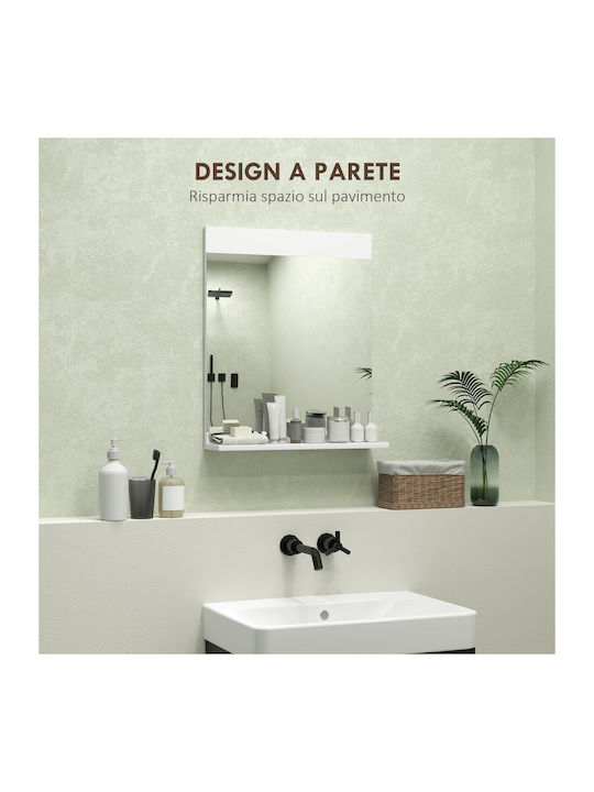 HomCom Badezimmerspiegel aus MDF mit Regal 50x12cm Weiß