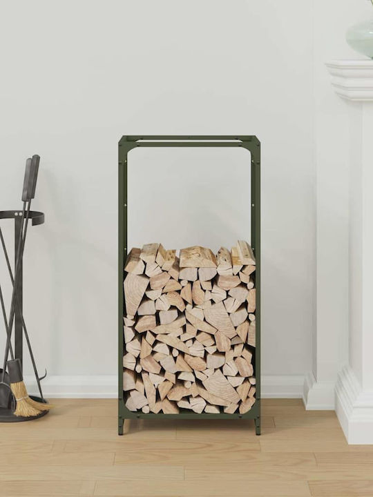 vidaXL Firewood Wooden Shelf Wood Storage 44x28x90cm Green
