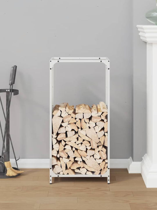 vidaXL Ξύλινο Ράφι Αποθήκευσης Ξύλων 44x28x90cm Λευκό
