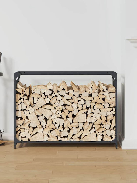 vidaXL Дърво Рафт Съхранение на Дърва 90x28x65см Сив