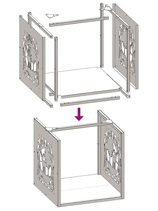 vidaXL Inox Shelf Wood Storage 40x40x40cm Silver