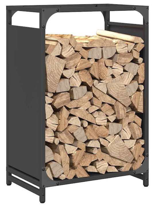 vidaXL Lemn Raft Depozitare lemne 44x28x65cm Negru